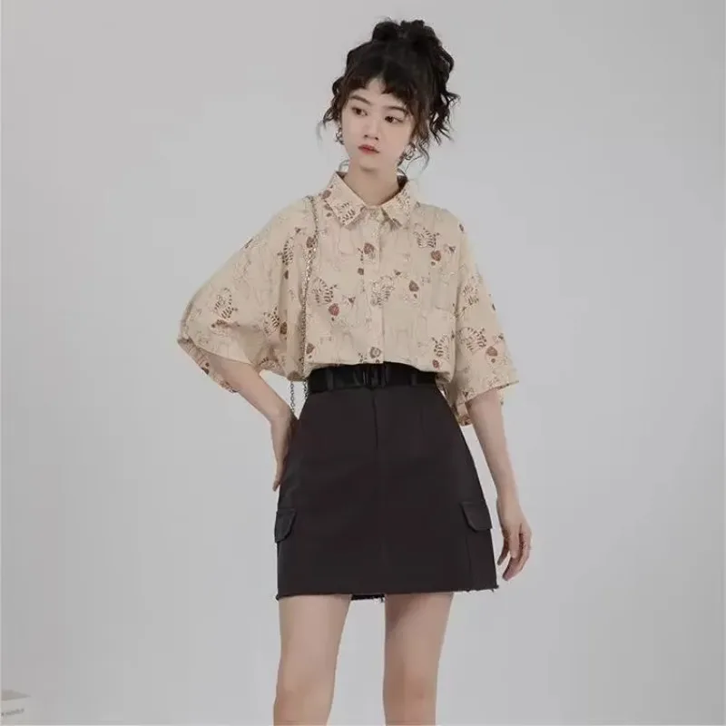 Korean Student Lifestyle - قمصان النساء سروال قصير التصحيح جيب